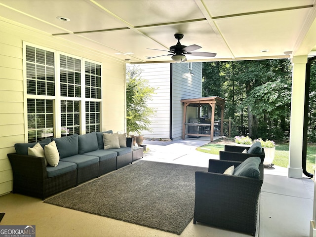 310 Persimmon Dr, Sharpsburg, GA 30277 - view of patio / terrace featuring an outdoor hangout area and a ceiling fan