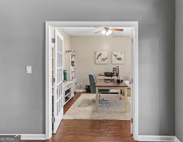 310 Persimmon Dr, Sharpsburg, GA 30277 - office space featuring ceiling fan and wood finished floors