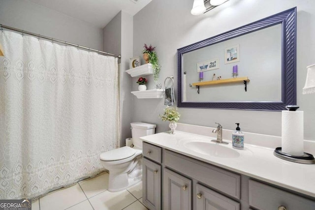 3015 Gold Creek Dr, Villa Rica, GA 30180 - full bathroom with tile patterned flooring, vanity, and curtained shower