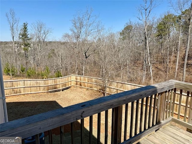 deck featuring fence