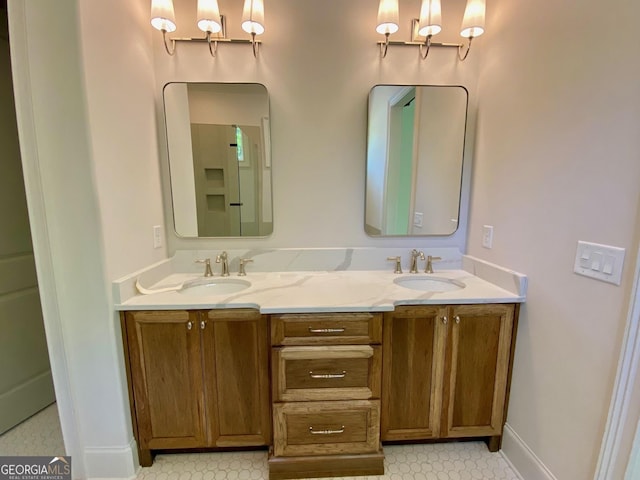 7 Fontaine Dr, Newnan, GA 30263 - bathroom featuring double vanity, baseboards, and tile patterned floors