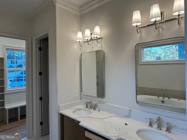 7 Fontaine Dr, Newnan, GA 30263 - bathroom featuring crown molding and double vanity