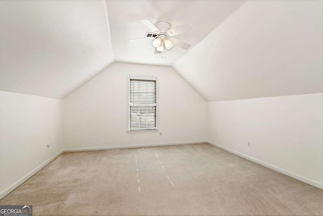 2002 Stonewick Ct, Lawrenceville, GA 30043 - bonus room featuring carpet, vaulted ceiling, and a ceiling fan