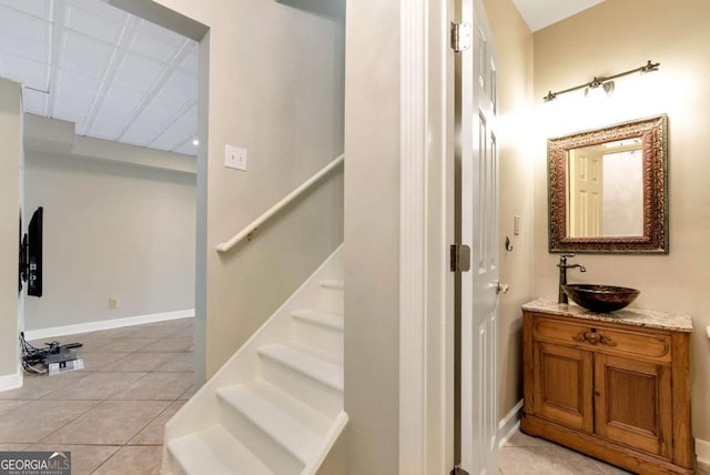 2002 Stonewick Ct, Lawrenceville, GA 30043 - stairway with tile patterned floors