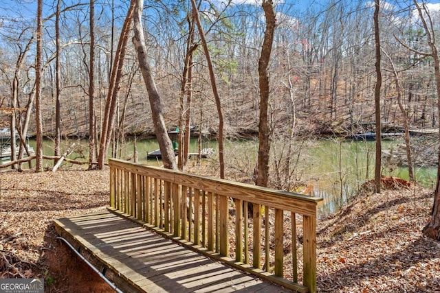 deck with a view of trees