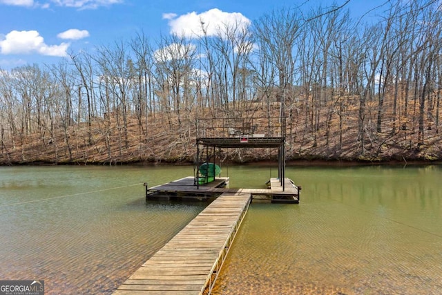 dock area featuring a water view
