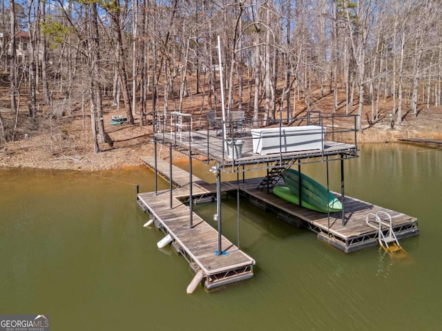 dock area featuring a water view