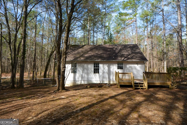 98 Brenda Cir, Rockmart, GA 30153 - back of property featuring crawl space and a wooden deck