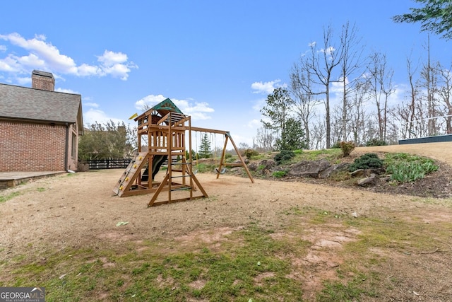 view of play area with fence