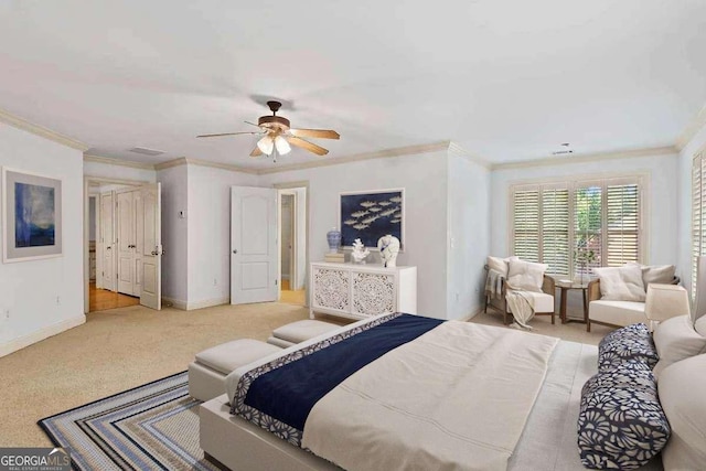 1372 Buckingham Ct, Watkinsville, GA 30677 - unfurnished room featuring crown molding, baseboards, light colored carpet, visible vents, and ceiling fan