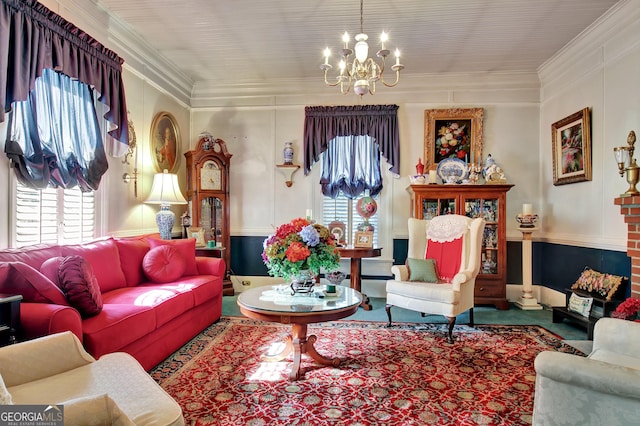 151 Flat Shoals Rd, Woodbury, GA 30293 - living room with a notable chandelier and ornamental molding