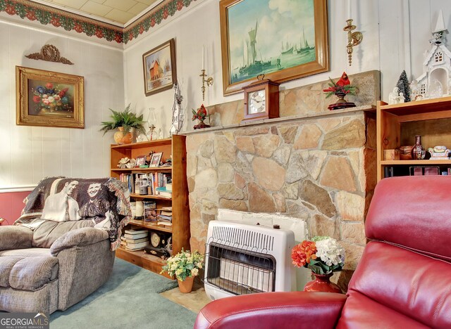 151 Flat Shoals Rd, Woodbury, GA 30293 - living room with heating unit and carpet flooring