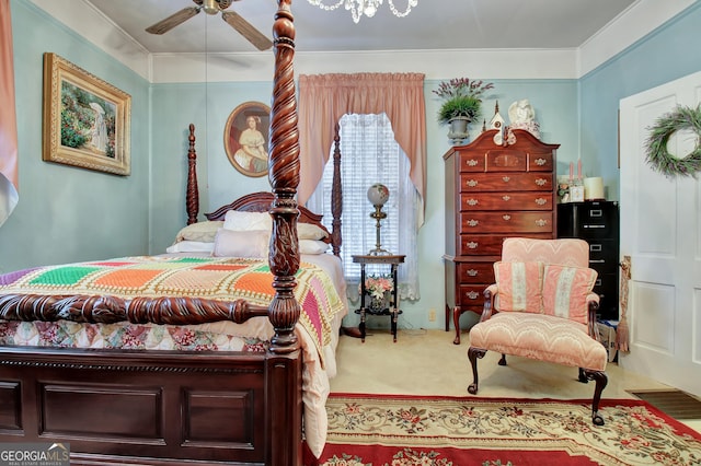 151 Flat Shoals Rd, Woodbury, GA 30293 - carpeted bedroom with a ceiling fan and visible vents