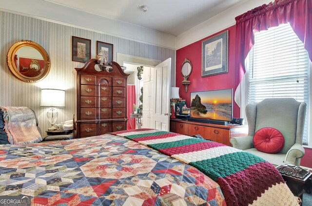 151 Flat Shoals Rd, Woodbury, GA 30293 - bedroom with wallpapered walls