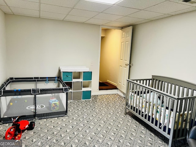 285 W0Lf Den Rd, Royston, GA 30662 - carpeted bedroom featuring a drop ceiling