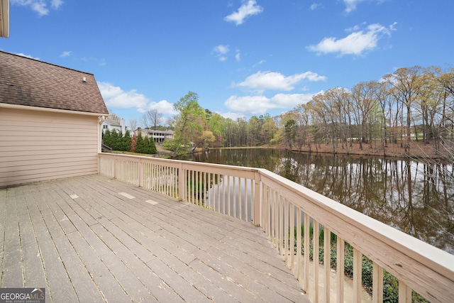 deck with a water view