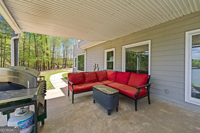 view of patio / terrace with an outdoor hangout area and area for grilling