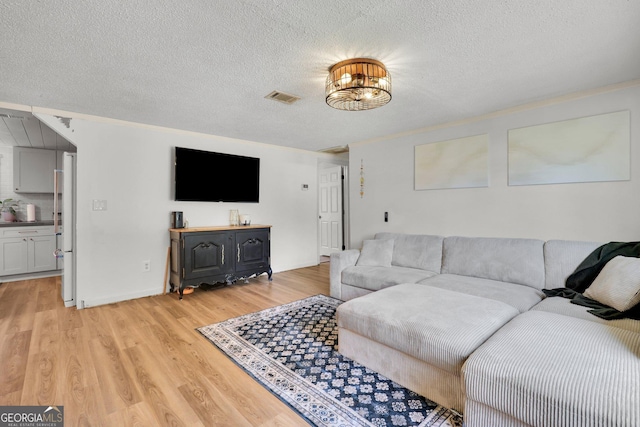132 4th St, Meldrim, GA 31318 - living area featuring visible vents, a textured ceiling, and light wood-type flooring