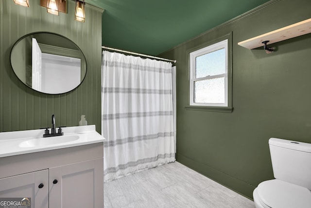 132 4th St, Meldrim, GA 31318 - full bathroom with a shower with shower curtain, toilet, and vanity