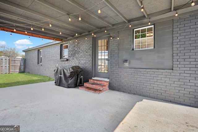 132 4th St, Meldrim, GA 31318 - view of patio / terrace featuring fence and grilling area