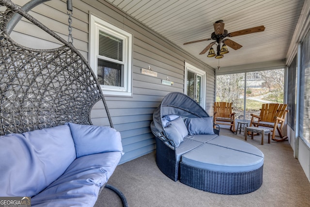 625 Sunnyside Shores Rd, Hiawassee, GA 30546 - sunroom featuring an outdoor living space and ceiling fan