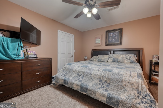 625 Sunnyside Shores Rd, Hiawassee, GA 30546 - carpeted bedroom with visible vents and ceiling fan