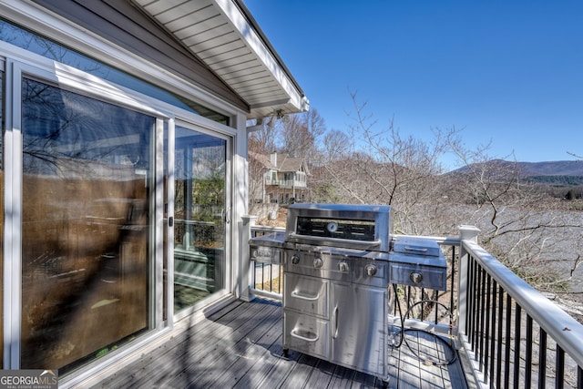 625 Sunnyside Shores Rd, Hiawassee, GA 30546 - deck with a mountain view and grilling area