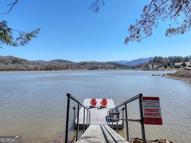 625 Sunnyside Shores Rd, Hiawassee, GA 30546 - dock area featuring a water and mountain view