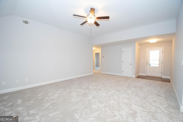 104 Park View Dr, Grantville, GA 30220 - interior space featuring carpet flooring, baseboards, a ceiling fan, and visible vents