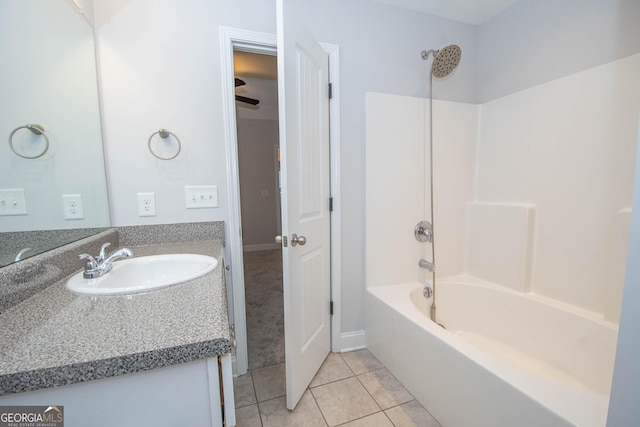 104 Park View Dr, Grantville, GA 30220 - full bathroom with washtub / shower combination, tile patterned floors, and vanity