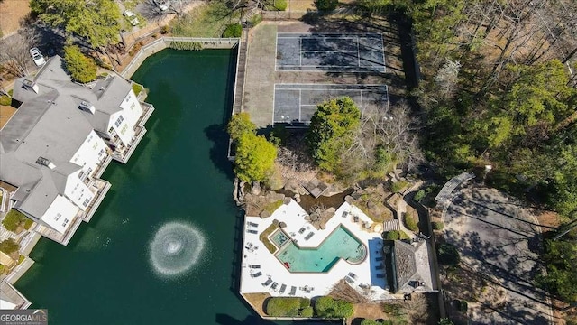303 Mill Pond Ct SE, Smyrna, GA 30082 - drone / aerial view featuring a water view