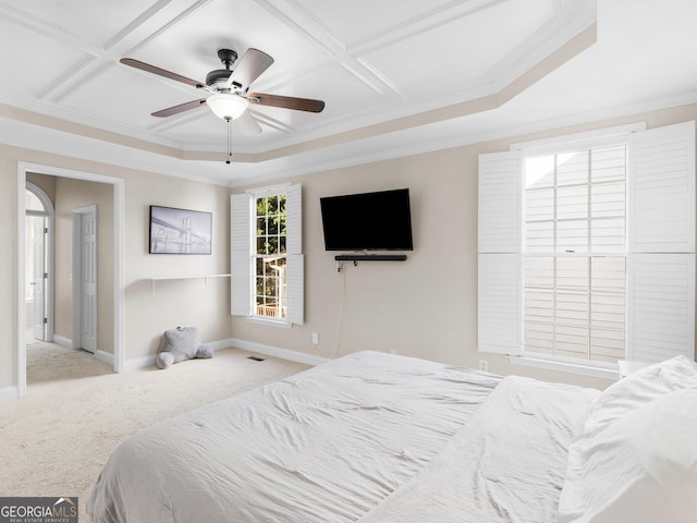 152 Vinings Lake Ct SW, Mableton, GA 30126 - bedroom with carpet floors, coffered ceiling, baseboards, and crown molding