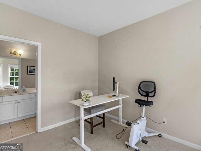 152 Vinings Lake Ct SW, Mableton, GA 30126 - office featuring light carpet, baseboards, and light tile patterned flooring