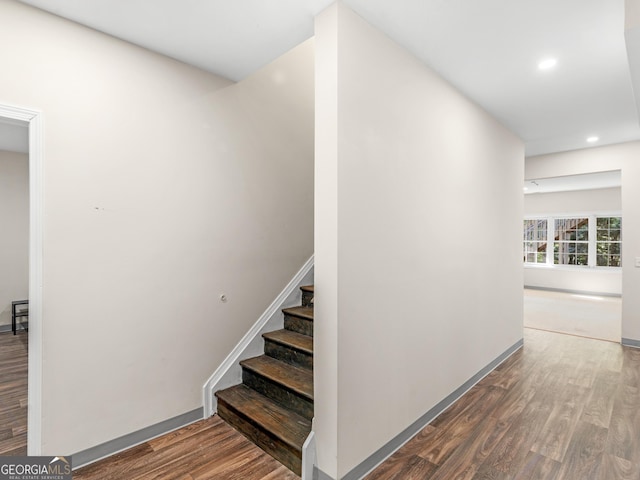 152 Vinings Lake Ct SW, Mableton, GA 30126 - stairs with recessed lighting, baseboards, and wood finished floors