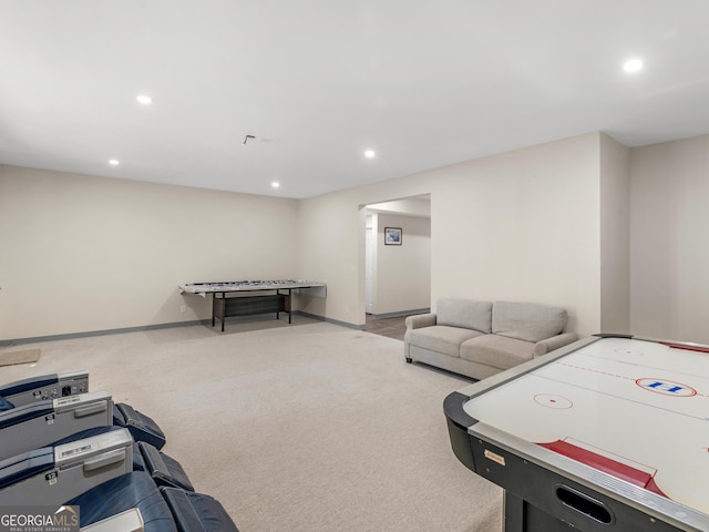 152 Vinings Lake Ct SW, Mableton, GA 30126 - rec room featuring carpet floors, baseboards, and recessed lighting