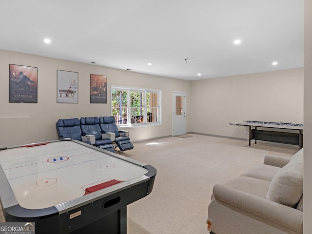 152 Vinings Lake Ct SW, Mableton, GA 30126 - recreation room featuring baseboards, carpet floors, and recessed lighting