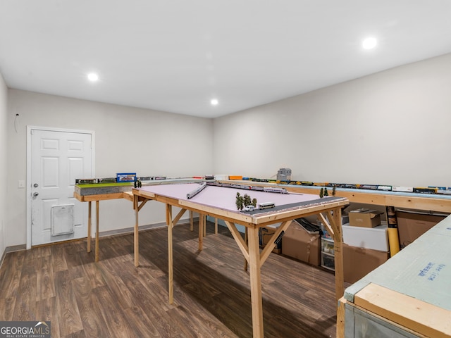 152 Vinings Lake Ct SW, Mableton, GA 30126 - rec room featuring dark wood-style flooring, baseboards, and recessed lighting