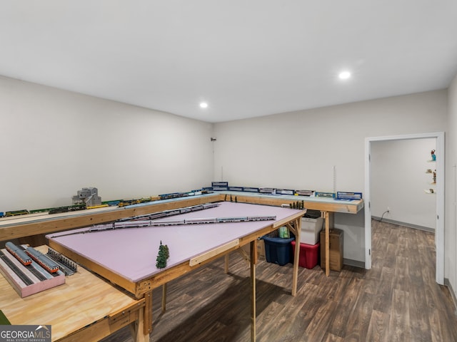 152 Vinings Lake Ct SW, Mableton, GA 30126 - rec room featuring dark wood-type flooring, baseboards, and recessed lighting