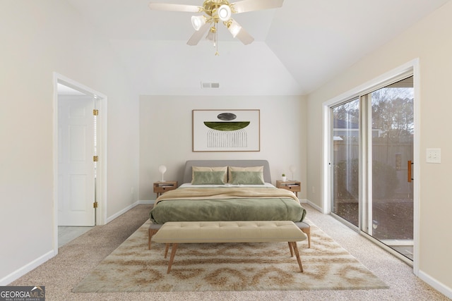 4071 Cottage Oaks Dr Unit 3, Acworth, GA 30101 - bedroom featuring carpet flooring, access to outside, lofted ceiling, baseboards, and ceiling fan