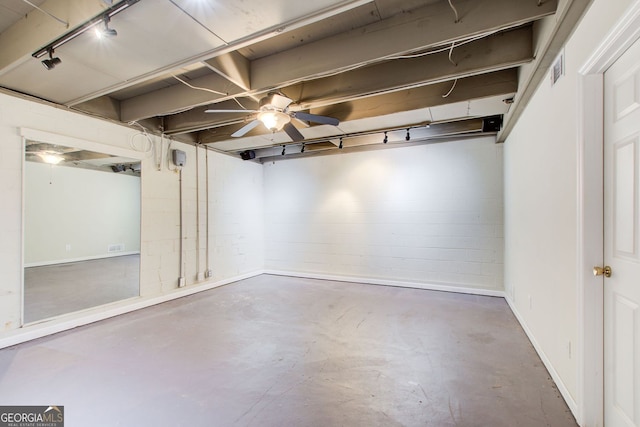 view of unfinished basement