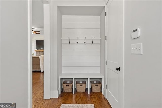 mudroom featuring wood finished floors