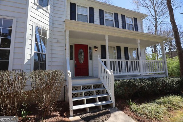 view of front facade featuring covered porch