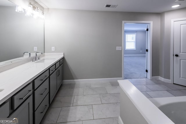 3739 Silvery Way, Powder Springs, GA 30127 - full bath featuring visible vents, marble finish floor, baseboards, and a sink