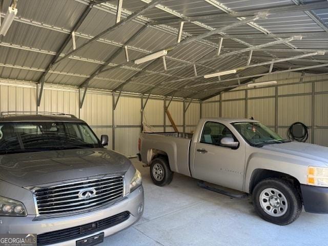 garage with metal wall