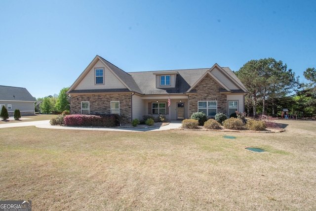 39 Chatham Ct, Williamson, GA 30292 - craftsman-style house featuring stone siding and a front yard
