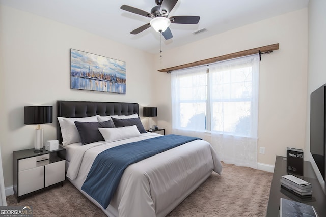 39 Chatham Ct, Williamson, GA 30292 - bedroom with ceiling fan, carpet floors, visible vents, and baseboards