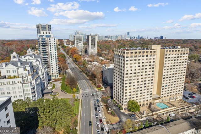 drone / aerial view featuring a city view