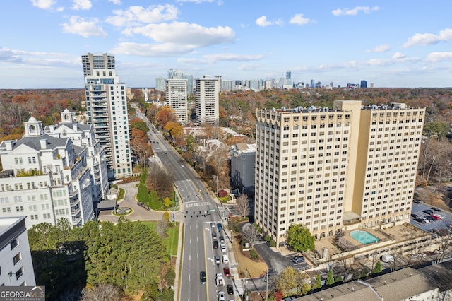 aerial view featuring a view of city