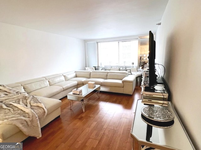 living room with wood finished floors