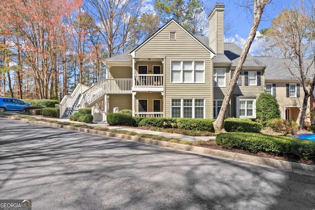 view of front of property featuring a chimney